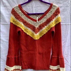 Free People V-neck,  Bell sleeve sweater
